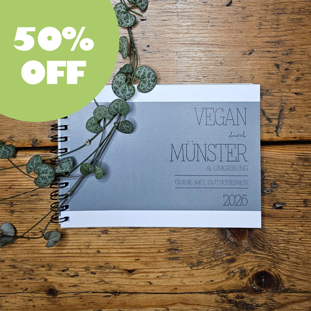 50% OFF | GUIDE MIT GUTSCHEINEN "VEGAN DURCH MÜNSTER" | 2026 | GUTSCHEINHEFT