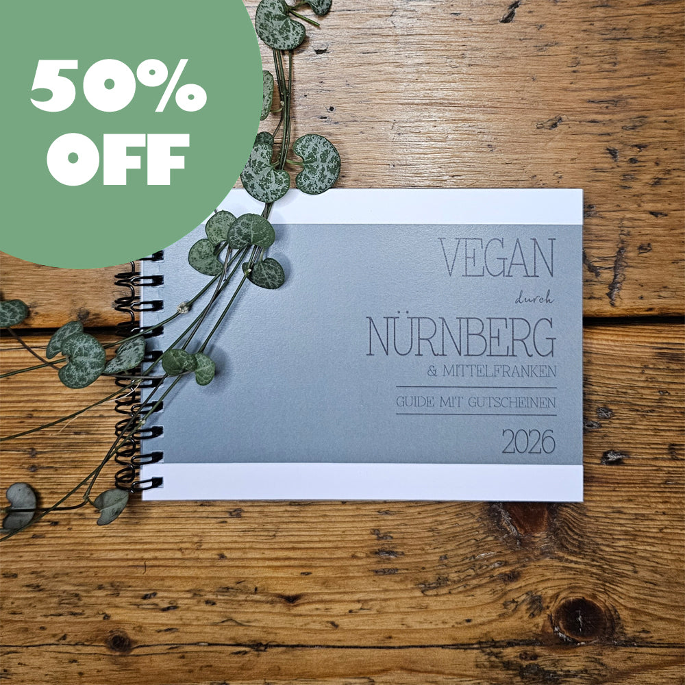 50% OFF | GUIDE MIT GUTSCHEINEN "VEGAN DURCH NÜRNBERG + MITTELFRANKEN" | 2026 | GUTSCHEINHEFT