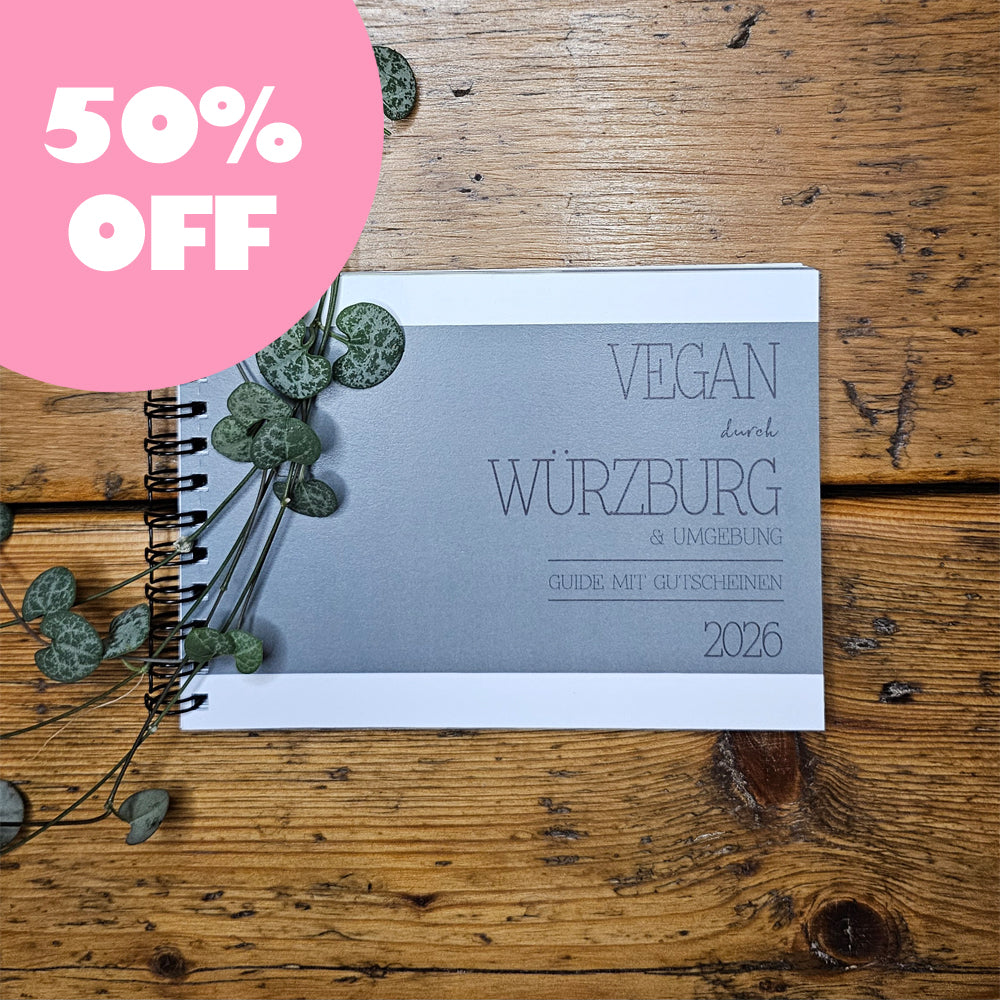 50% OFF | GUIDE MIT GUTSCHEINEN "VEGAN DURCH WÜRZBURG" | 2026 | GUTSCHEINHEFT