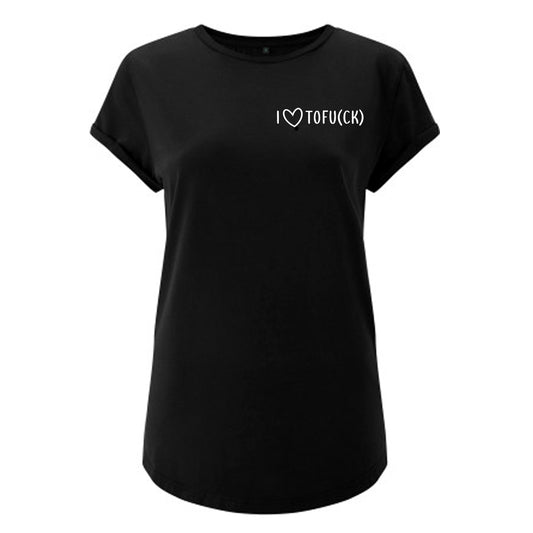 "I LOVE TOFU(CK)" 2.0 | TAILLIERTES SHIRT | BLACK | BIO | ORGANIC | VEGAN | HERBIVOR | VGN |